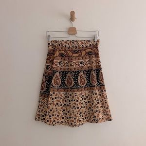 Vintage A-line Indian cotton wrap skirt. Can be worn with tie in front or back.